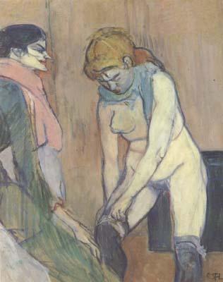 Henri de toulouse-lautrec Woman Pulling up her stocking (san22) oil painting image